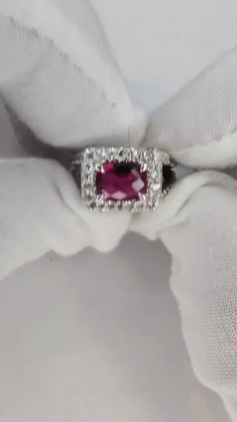 2.73CT NATURAL BRIGHT PINK TOURMALINE DIAMOND RING SPLIT SHANK 14KT *v - 3