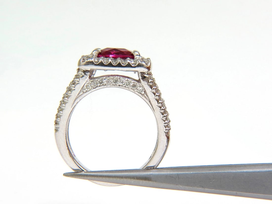 2.73CT NATURAL BRIGHT PINK TOURMALINE DIAMOND RING SPLIT SHANK 14KT *v - 5