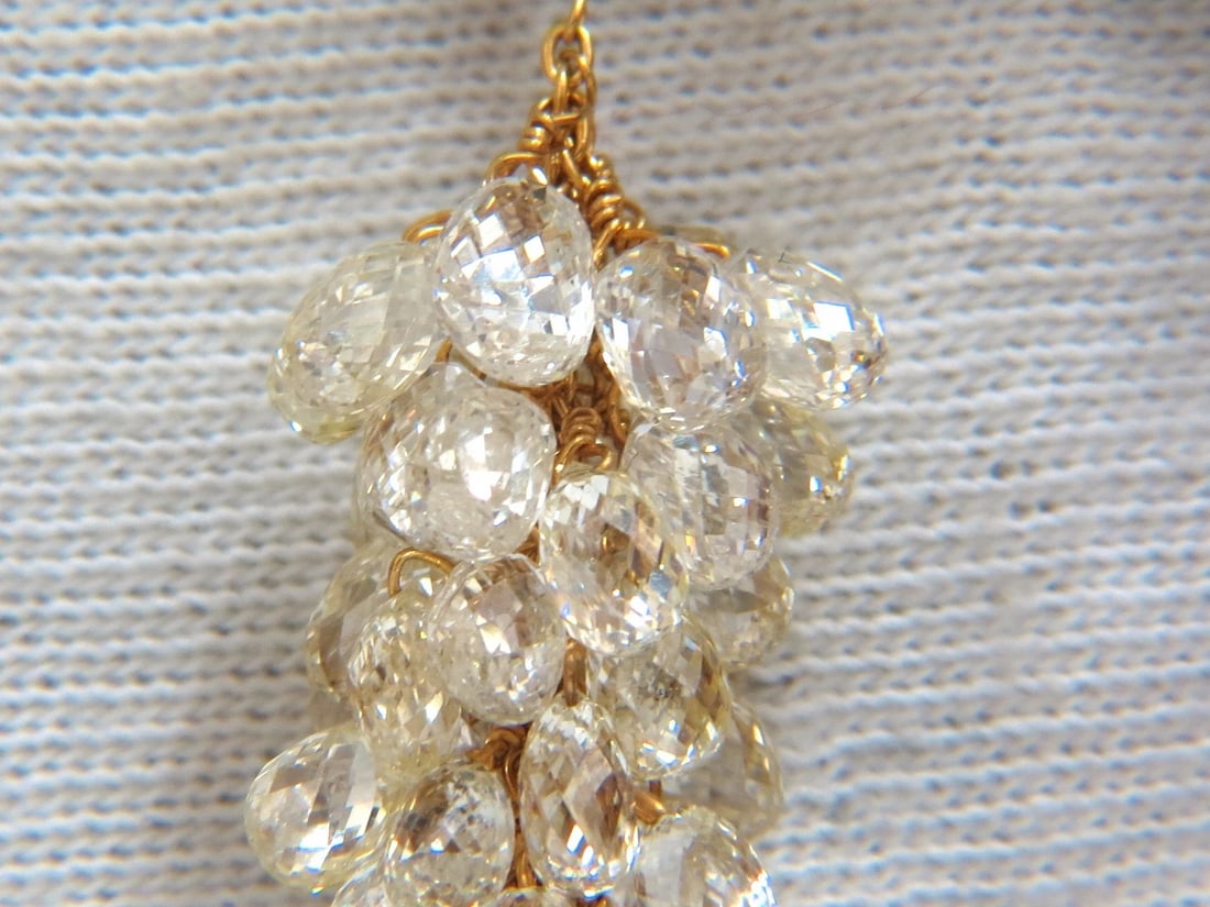 50.15ct Natural Fancy color briolette diamond dangle earrings 18kt grapevine** - 7