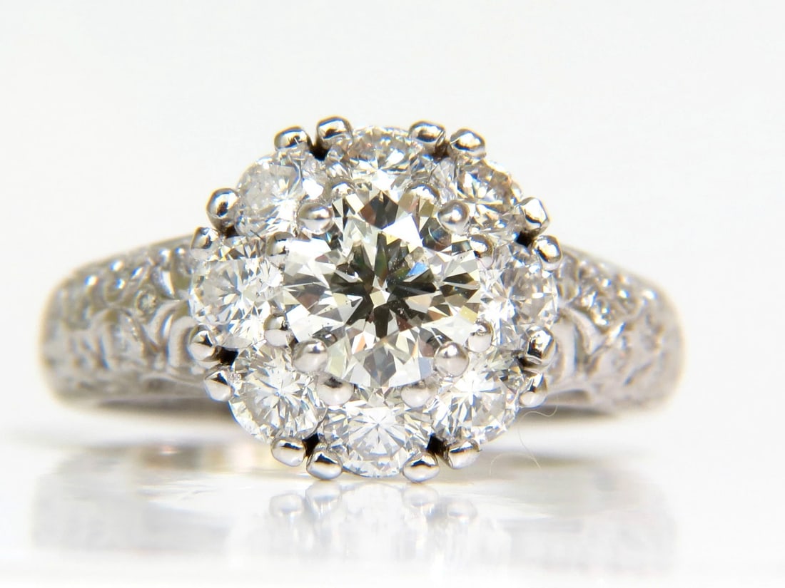 3D GILT 2.06CT CLUSTER NATURAL DIAMOND RING GOLD 14KT VS *v - 5