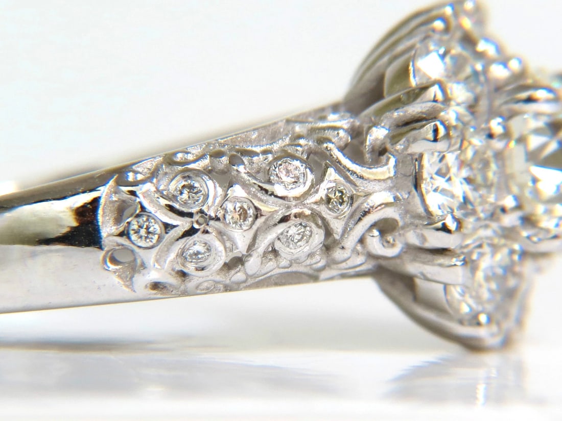 3D GILT 2.06CT CLUSTER NATURAL DIAMOND RING GOLD 14KT VS *v - 6
