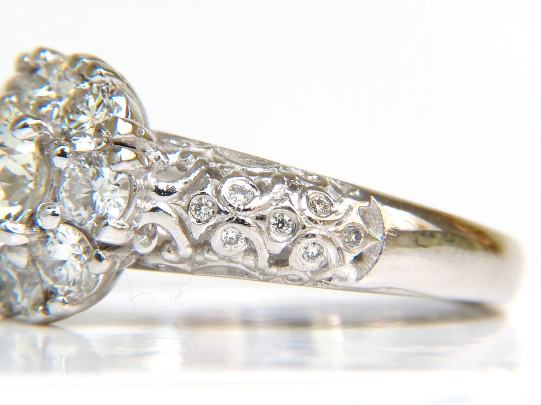 3D GILT 2.06CT CLUSTER NATURAL DIAMOND RING GOLD 14KT VS *v - 7