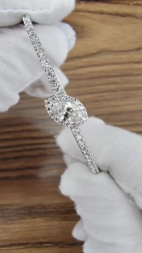 GIA Certified 1.84ct marquise diamond cluster halo bangle bracelet 14kt *v - 3