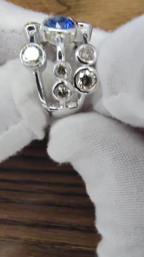 3.20ct NATURAL SAPPHIRE FANCY BROWN DIAMONDS RING 14KT STATION FLUSH DECO *v - 3