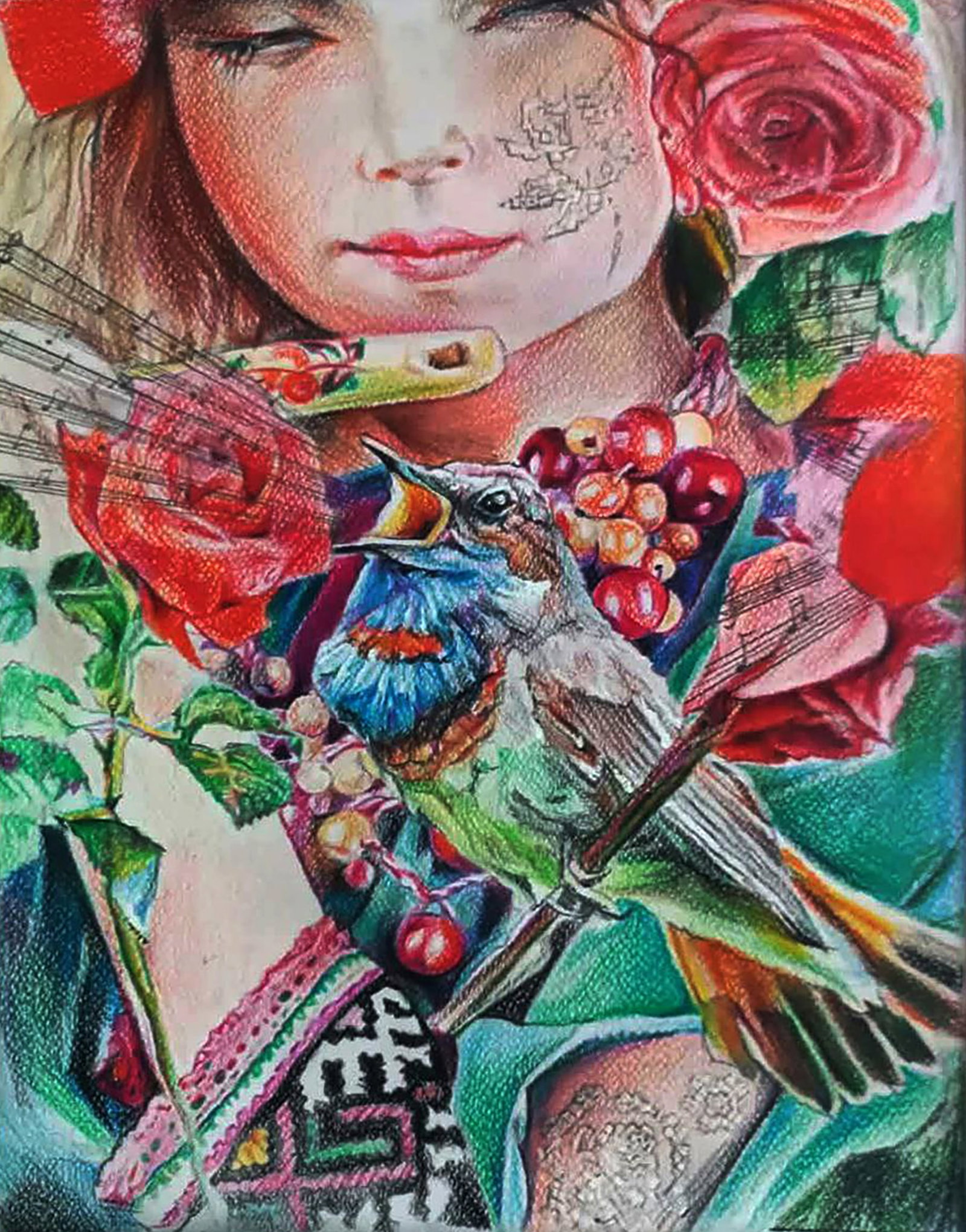 Color pencil painting Summer song of beautiful nature Elena Yurko: Title: Color pencil painting Summer song of beautiful nature Elena Yurko Description: 10YURK Painter: Elena Yurko Size: 40?30 cm/15.74x11.81 inches Components: color pencil, paper Original painting CO