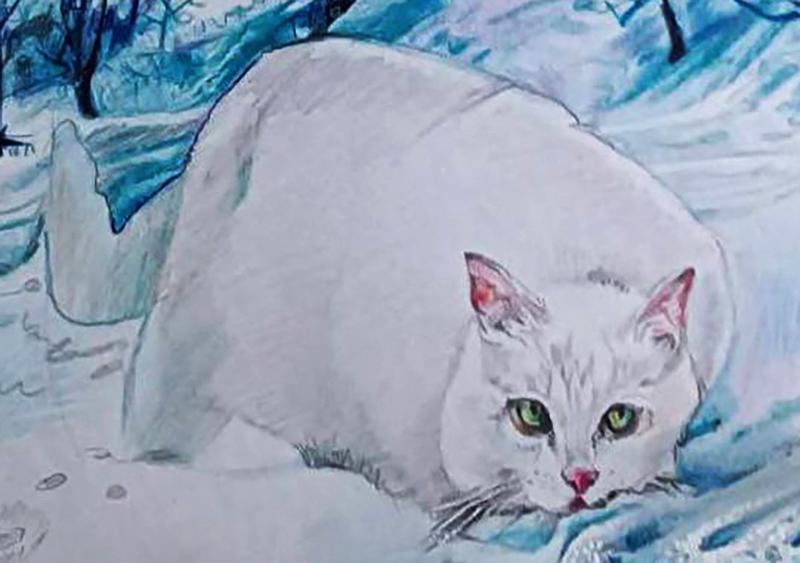Color pencil painting A walk through the winter forest Elena Yurko - 7