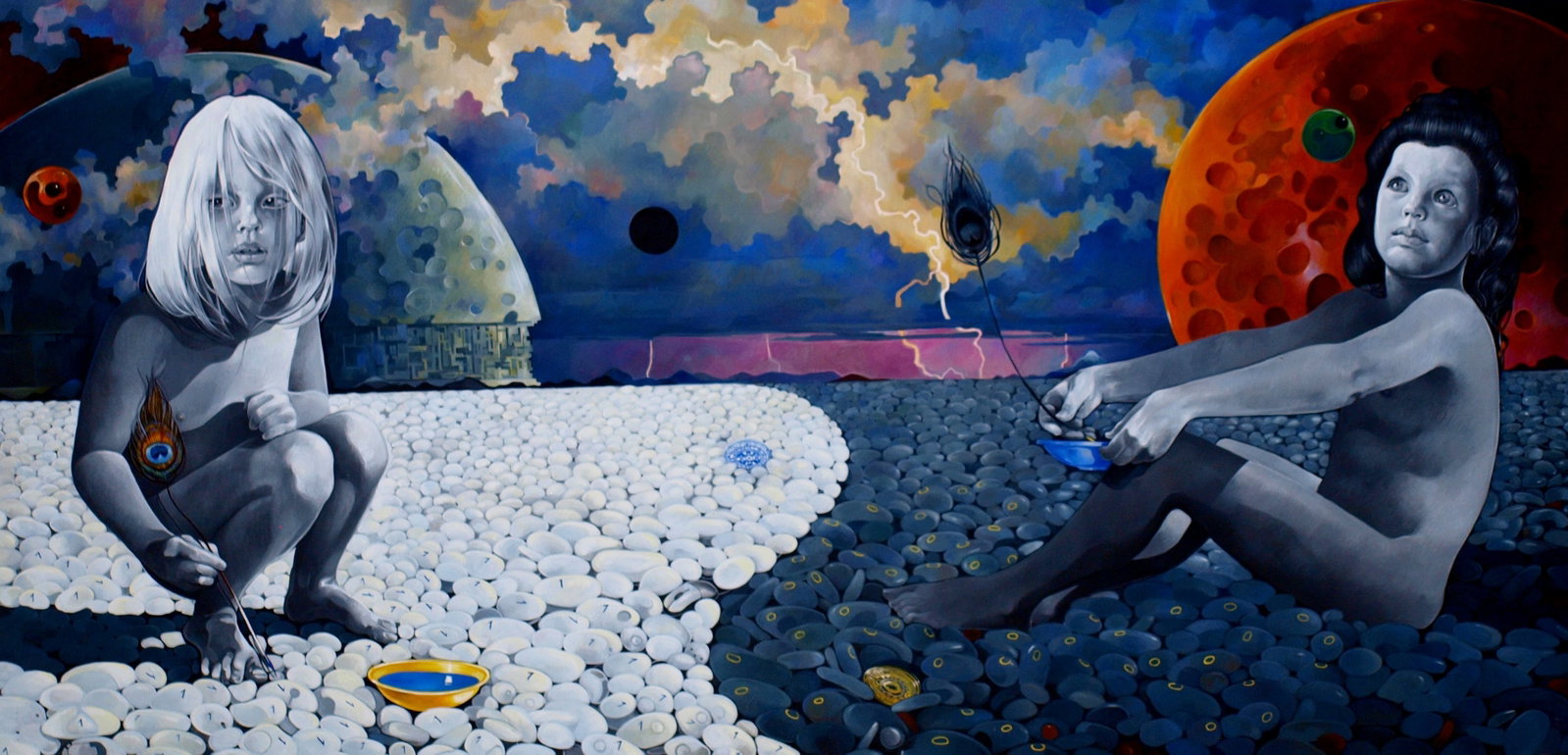 Oil painting Binary code Konsta G. Amelinn: Title: Oil painting Binary code Konsta G. Amelinn Description: 17KONS Painter: Konsta G. Amelinn Size: 100x200 cm/39.37x78.74 inches Components: oil, canvas Original painting CONDITION: excellent