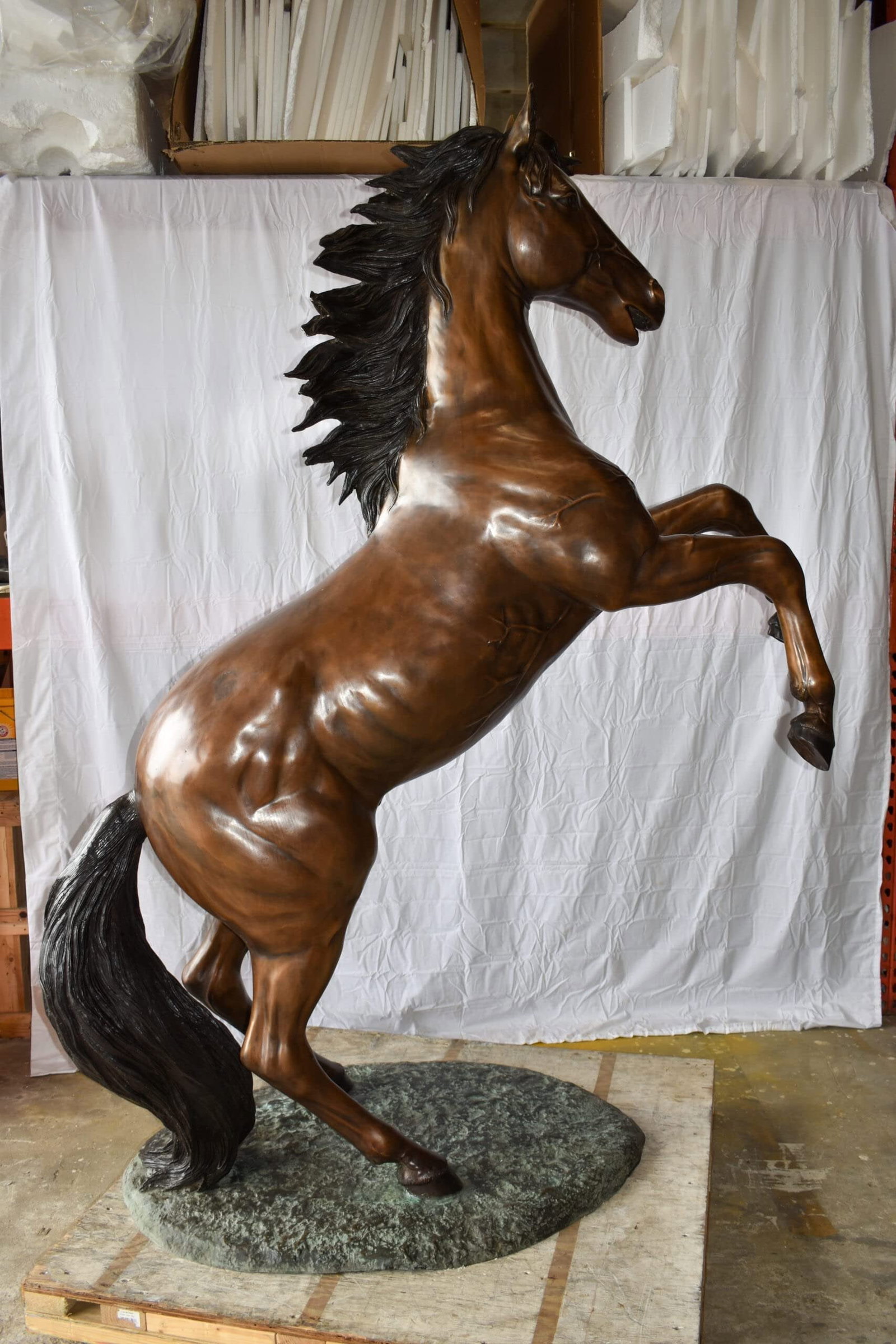 Life Size Rearing Horse Bronze Statue - Graceful Home Decor Sculpture, 72"L x 34"W x 88"H - 4
