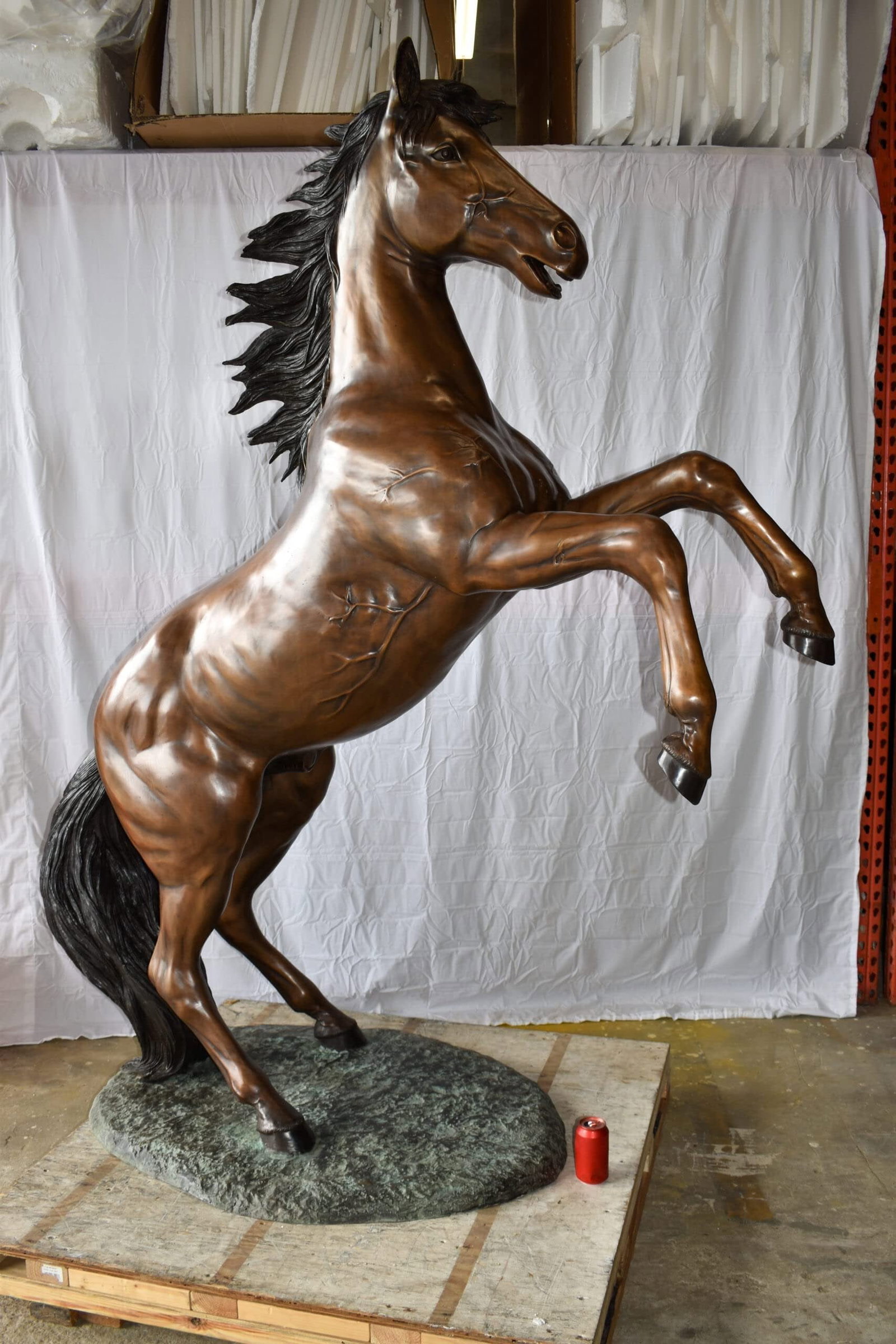 Life Size Rearing Horse Bronze Statue - Graceful Home Decor Sculpture, 72"L x 34"W x 88"H - 5