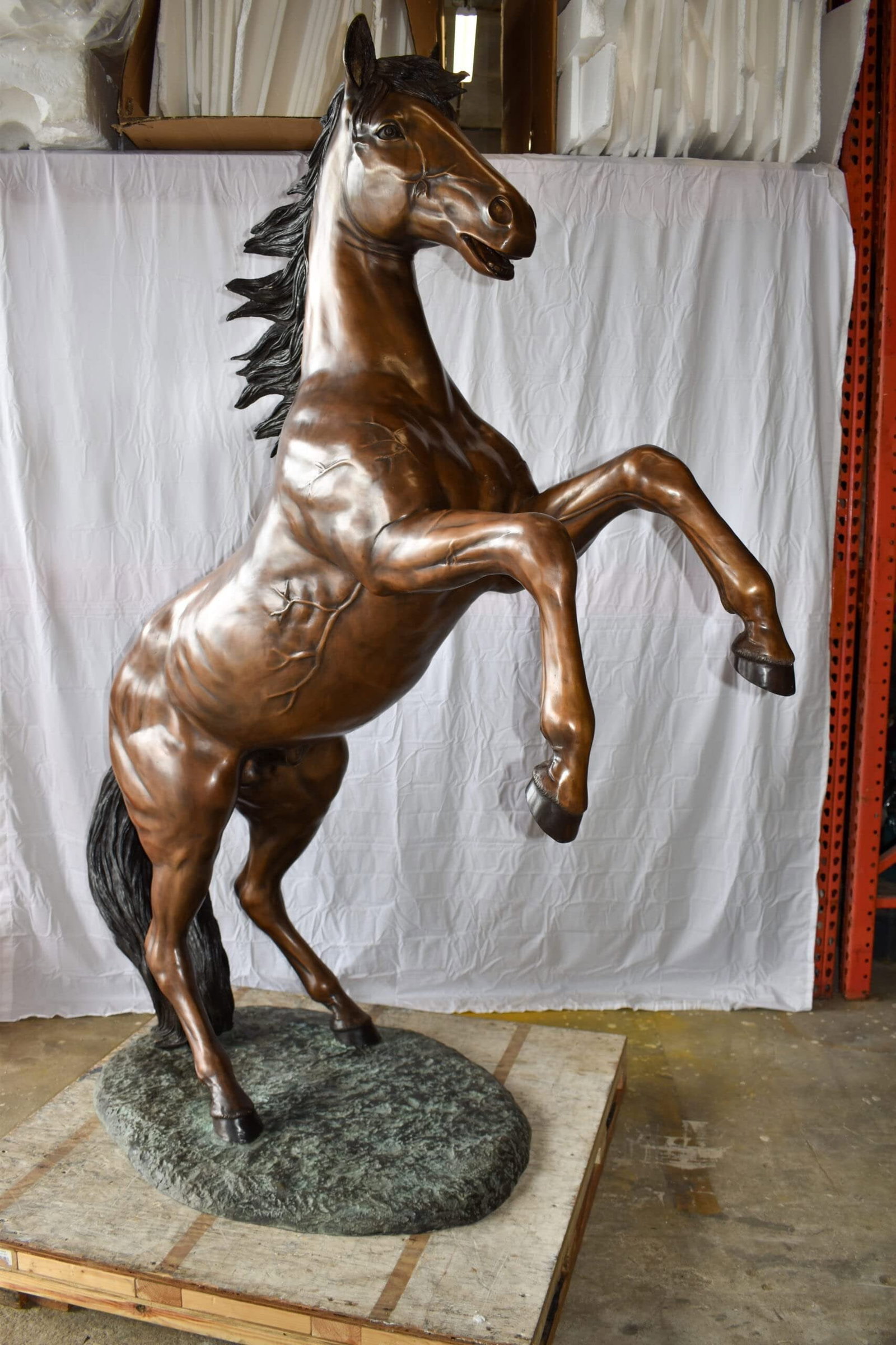 Life Size Rearing Horse Bronze Statue - Graceful Home Decor Sculpture, 72"L x 34"W x 88"H - 6
