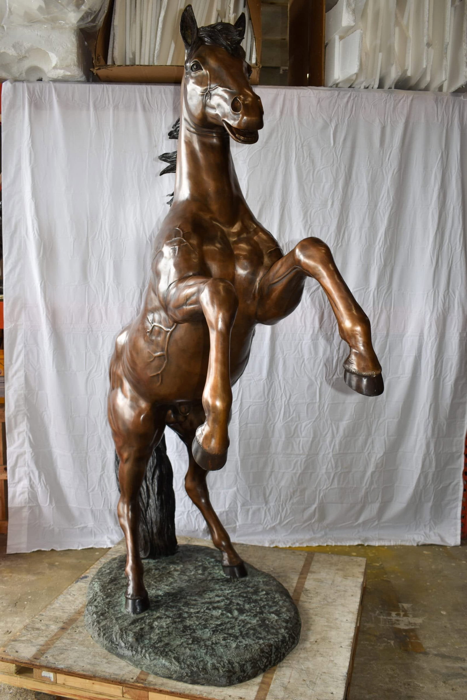 Life Size Rearing Horse Bronze Statue - Graceful Home Decor Sculpture, 72"L x 34"W x 88"H - 7