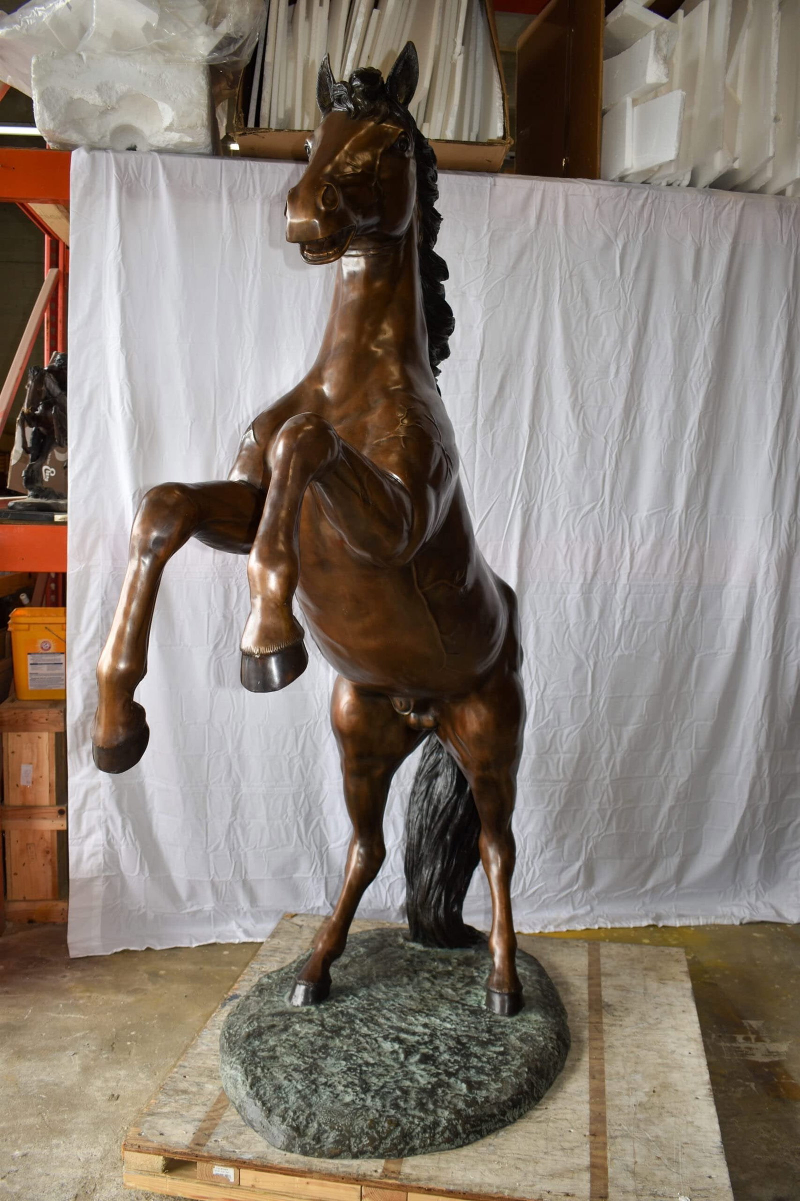 Life Size Rearing Horse Bronze Statue - Graceful Home Decor Sculpture, 72"L x 34"W x 88"H - 8