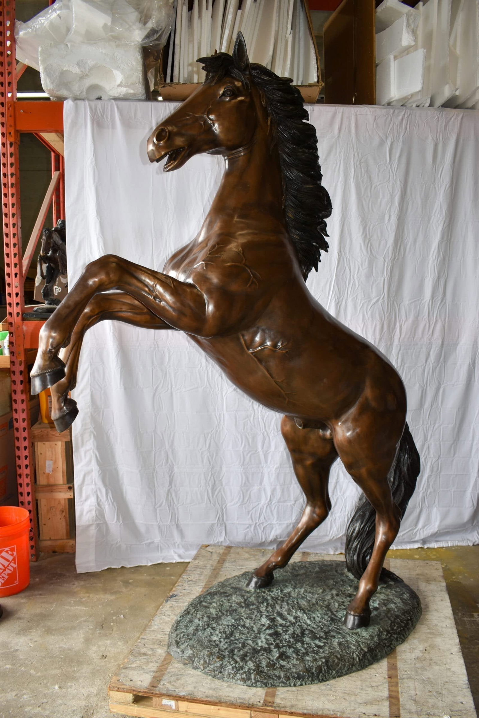 Life Size Rearing Horse Bronze Statue - Graceful Home Decor Sculpture, 72"L x 34"W x 88"H - 9