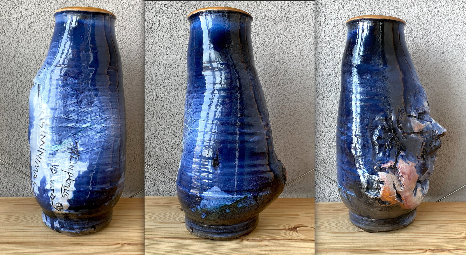 Antique vase, face sculpture - 9