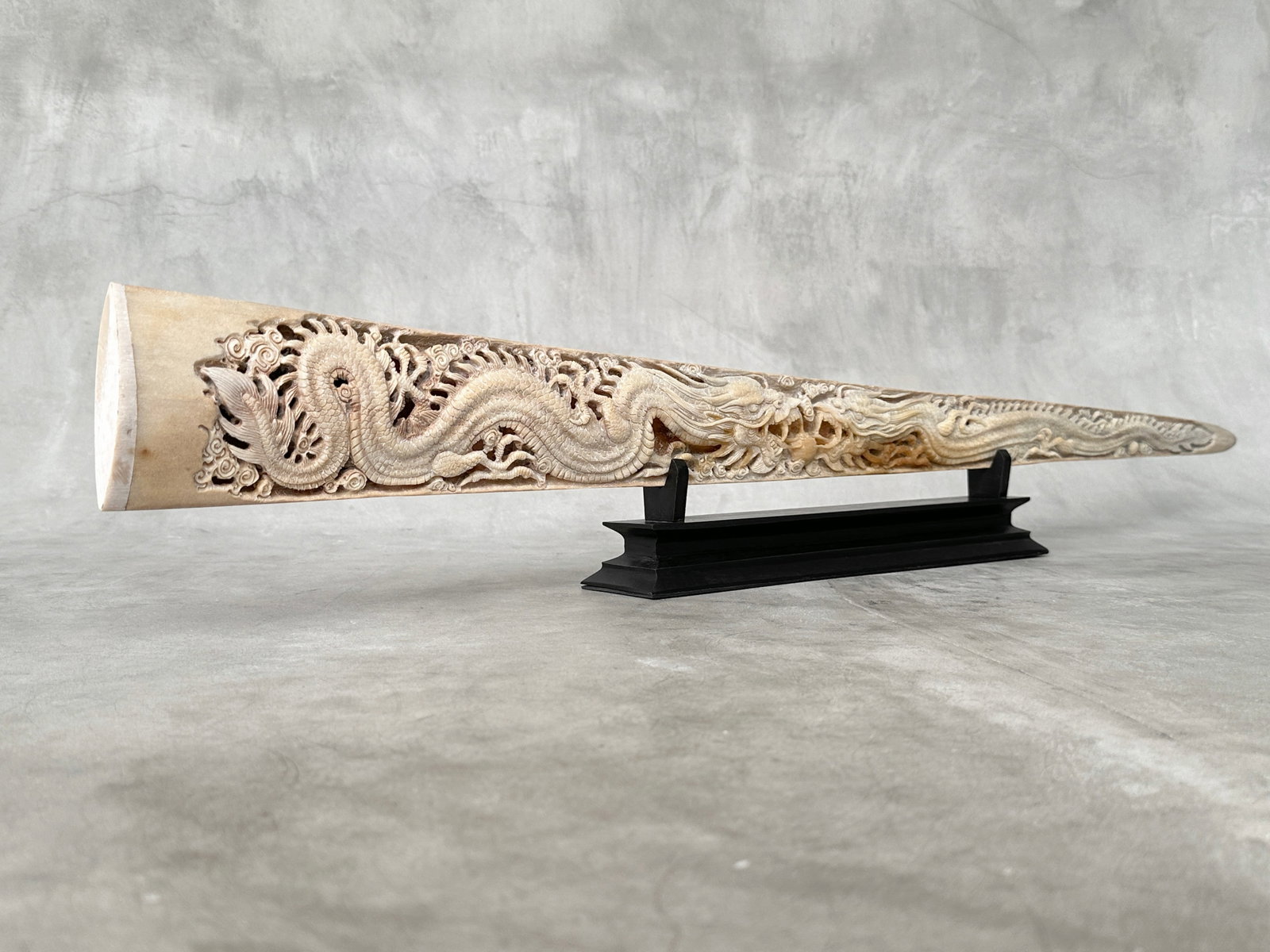Large carved swordfish - Double Dragon motif - 4