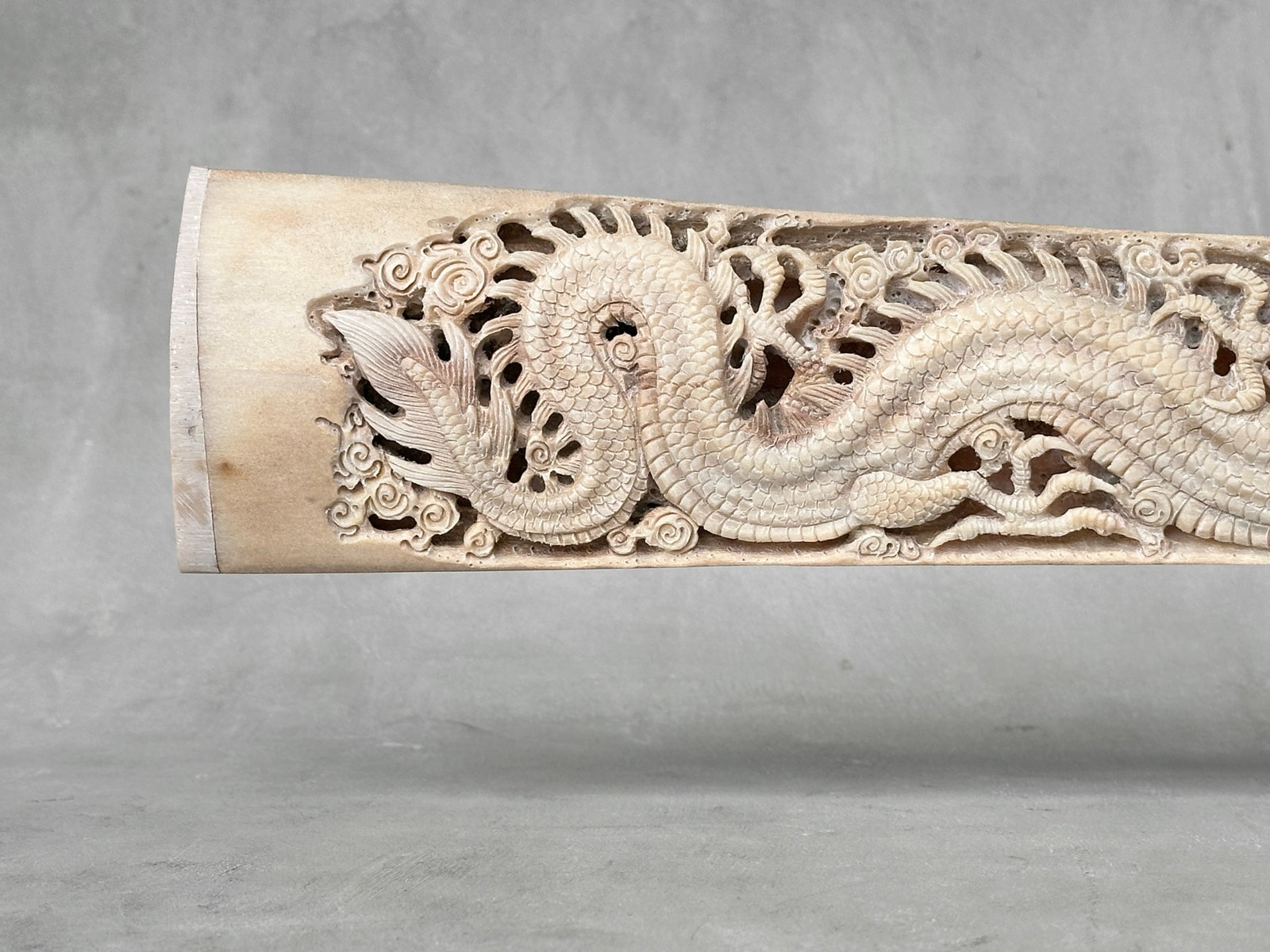 Large carved swordfish - Double Dragon motif - 5