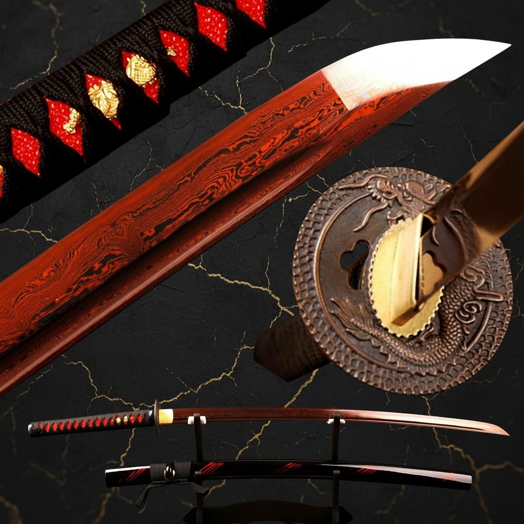 Hand-Forged Damascus Steel Katana Sharp Battle Ready Japanese Samurai Sword (1 of 13)