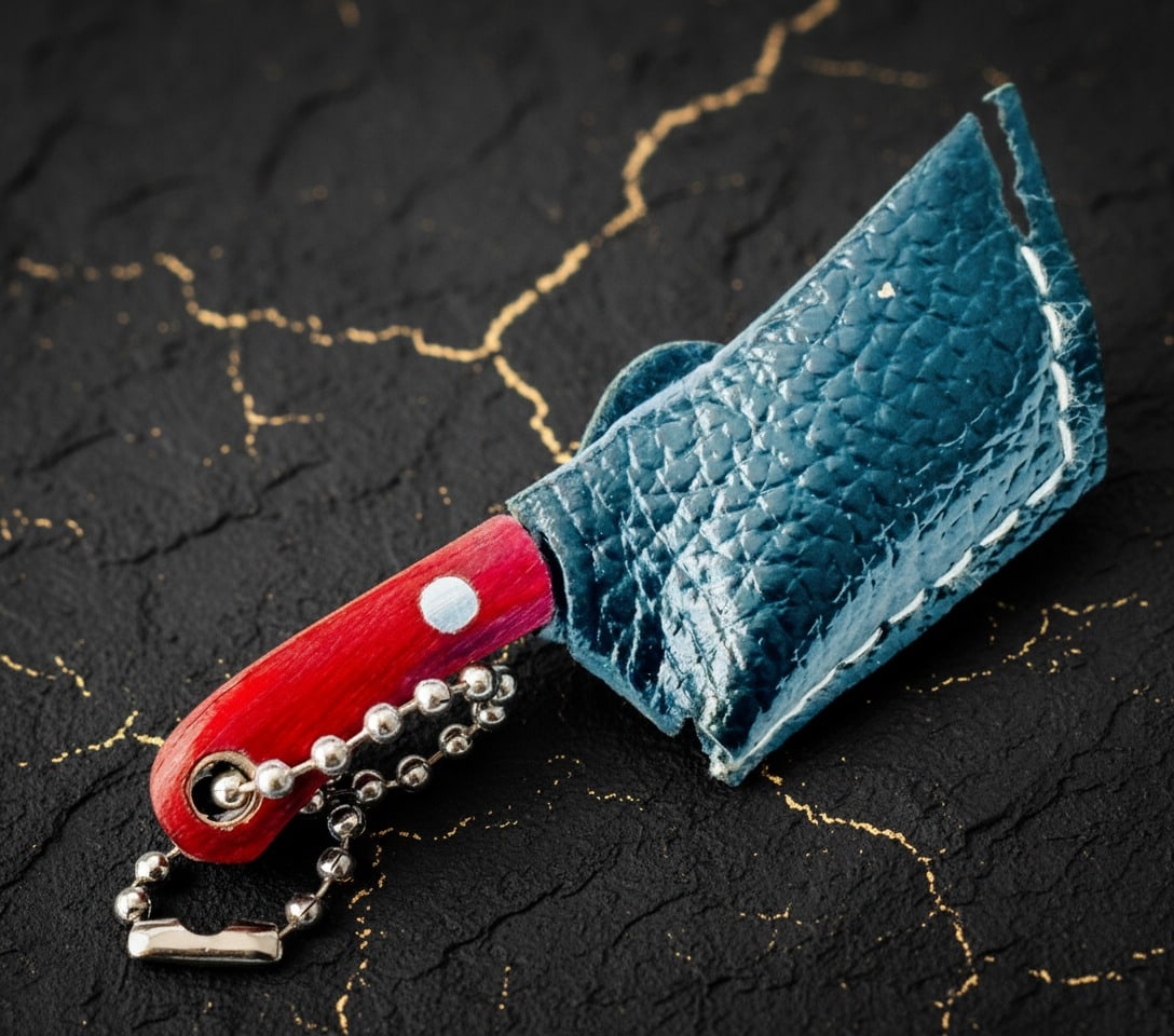 Miniature Steel Cleaver Keychain Necklace Wood Handle Butcher Knife Charm - 5