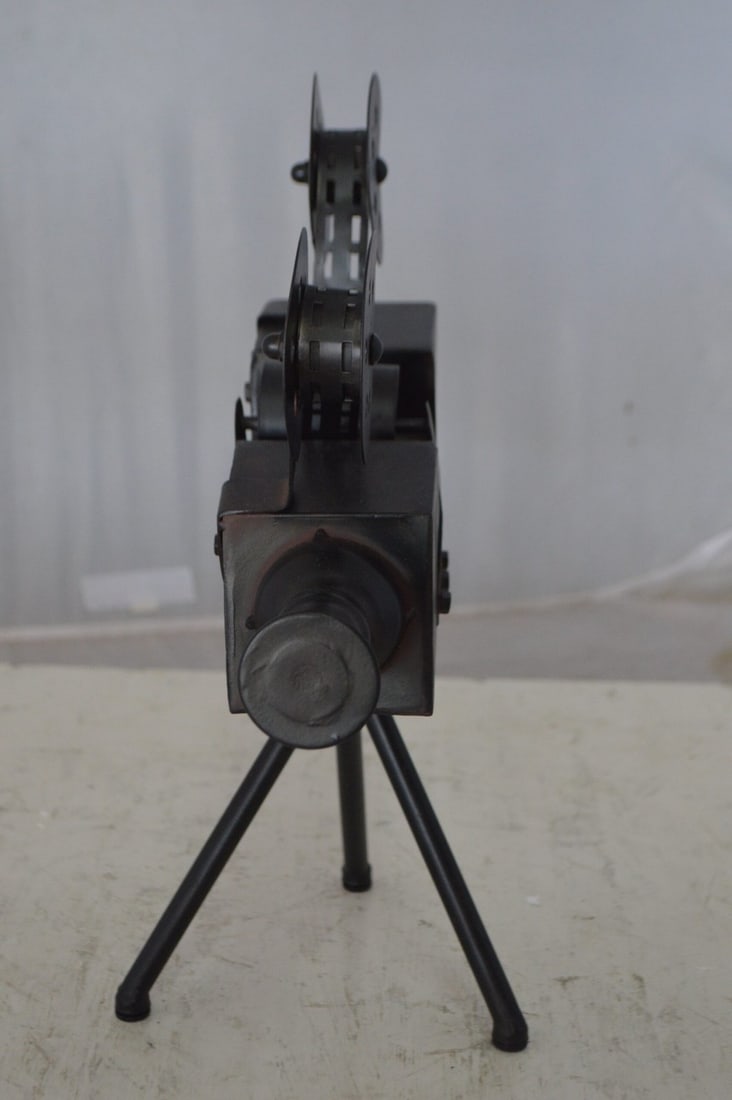 Movie Reel Abstract Metal Statue on tripod - Size: 12"L x 6"W x 15"H. - 10