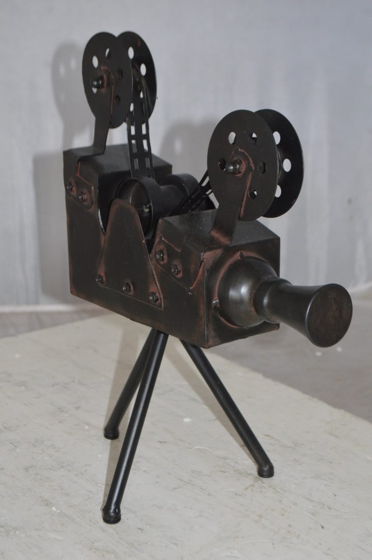 Movie Reel Abstract Metal Statue on tripod - Size: 12"L x 6"W x 15"H. - 11
