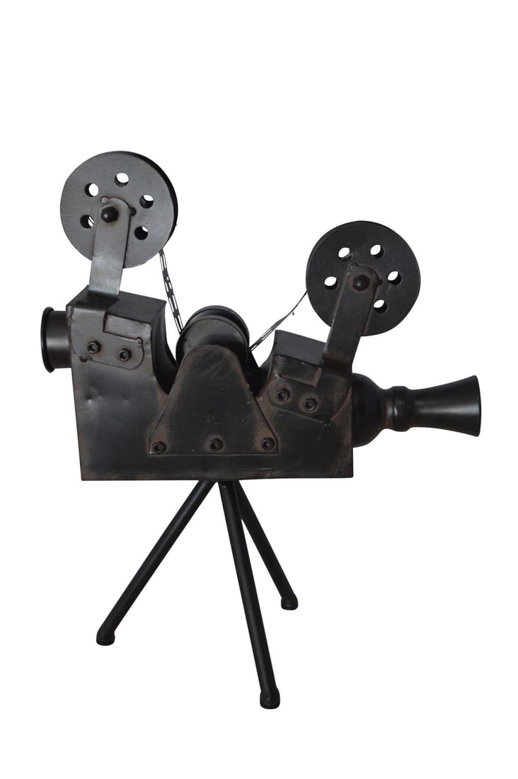 Movie Reel Abstract Metal Statue on tripod - Size: 12"L x 6"W x 15"H. (1 of 12)
