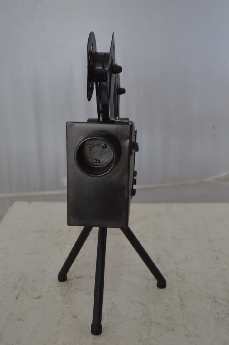 Movie Reel Abstract Metal Statue on tripod - Size: 12"L x 6"W x 15"H. - 6