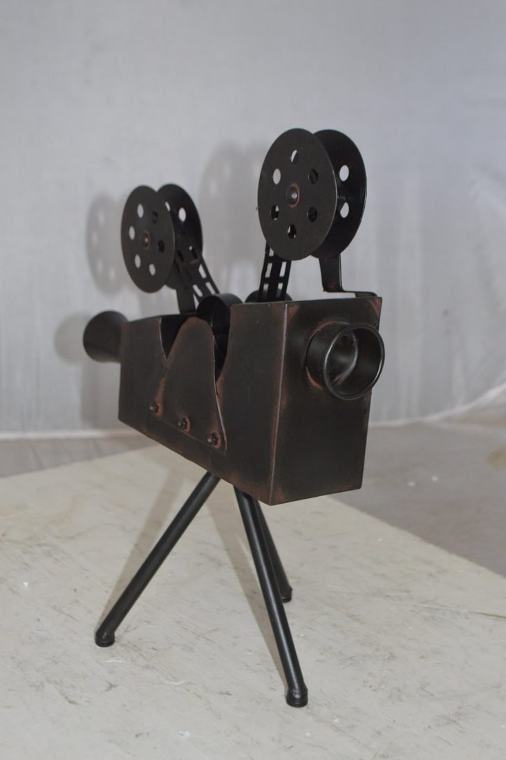 Movie Reel Abstract Metal Statue on tripod - Size: 12"L x 6"W x 15"H. - 7