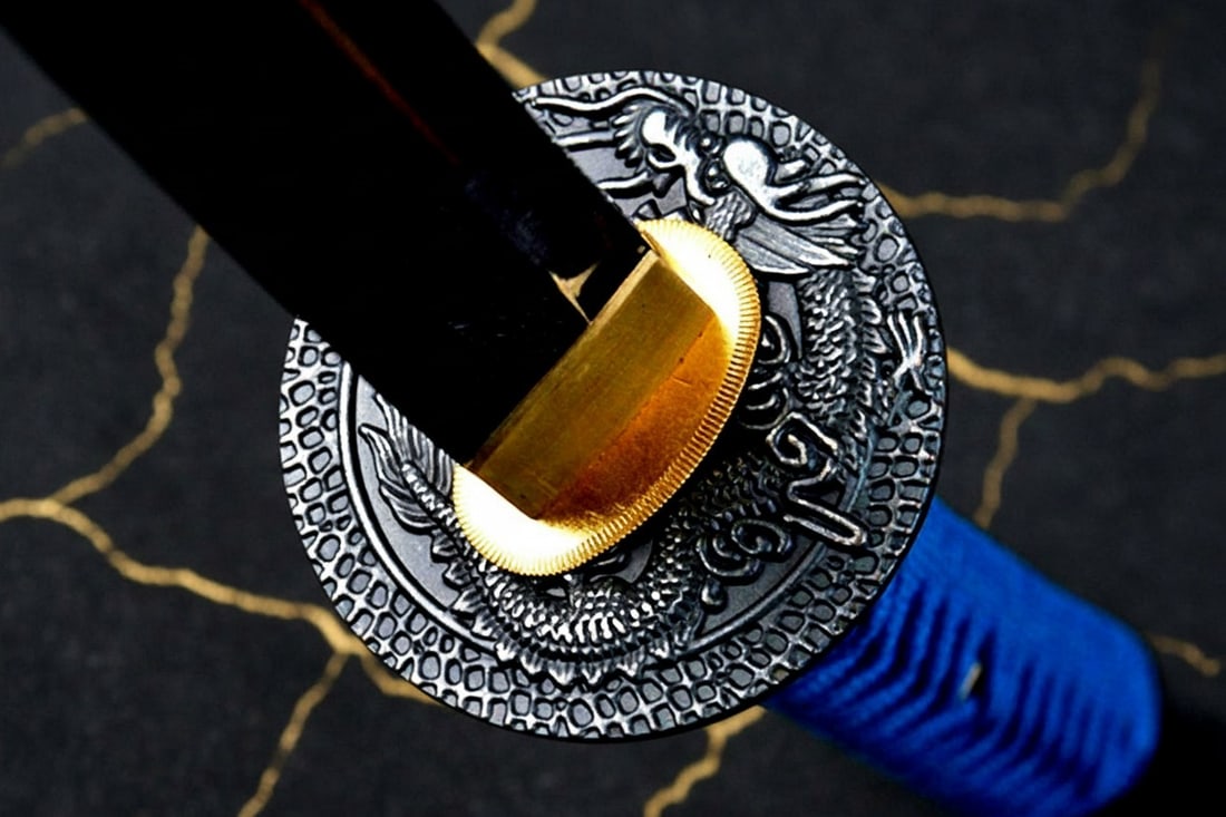 1095 Carbon Steel Japanese Samurai Katana Hand-Forged Full Tang Blue Blade - 7