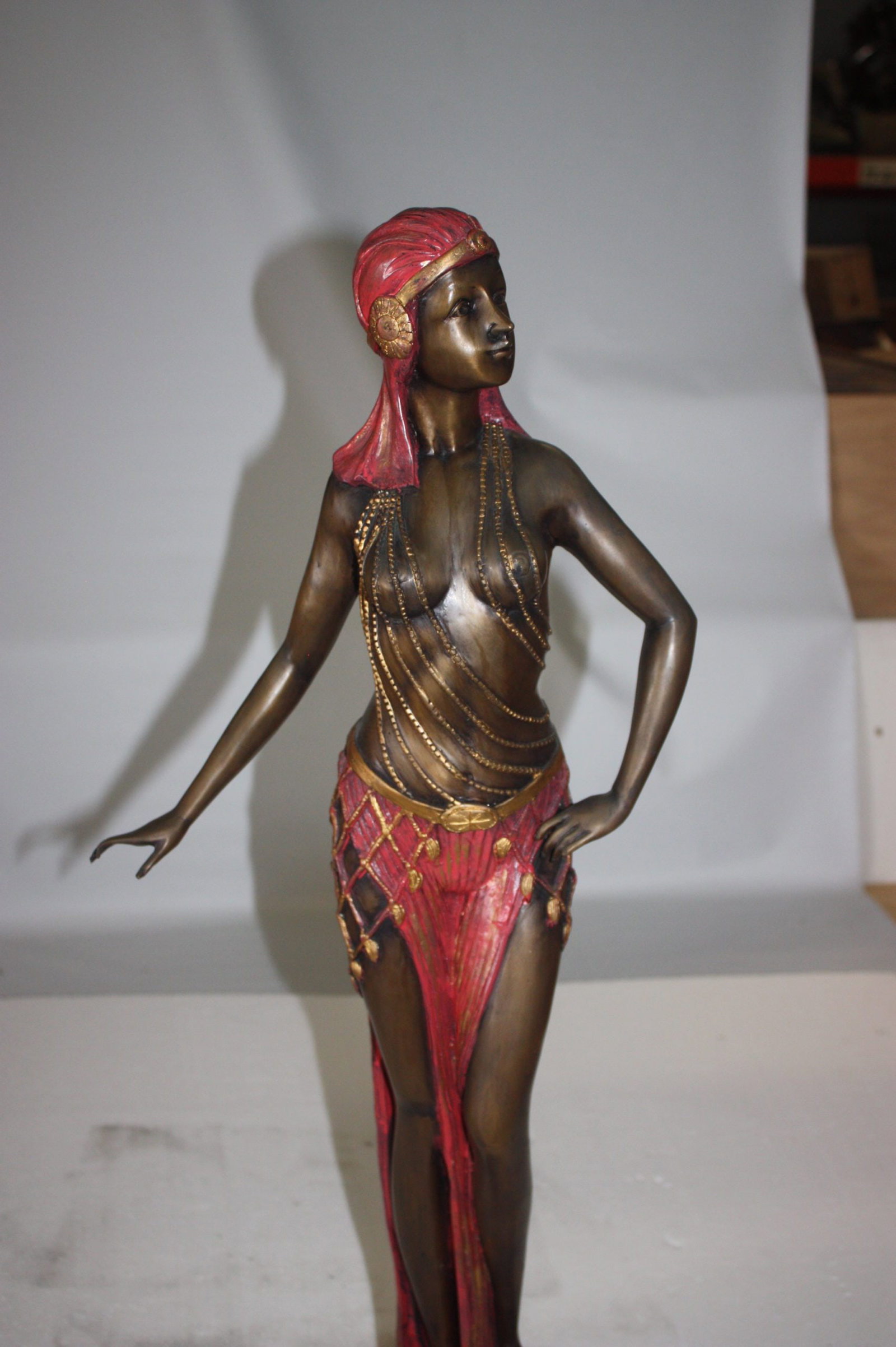 28"H Egyptian lady Bronze Statue - 3