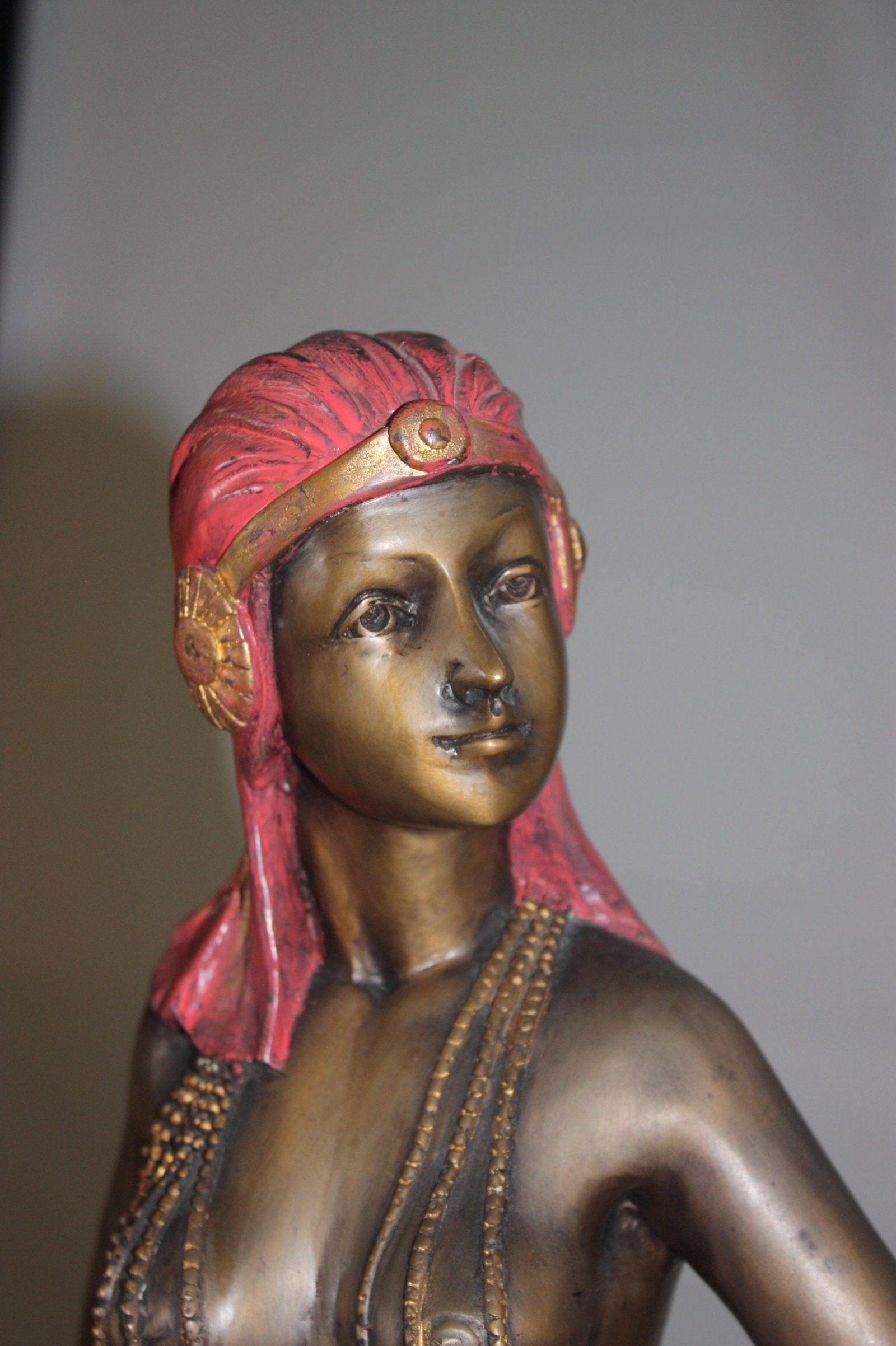 28"H Egyptian lady Bronze Statue - 4