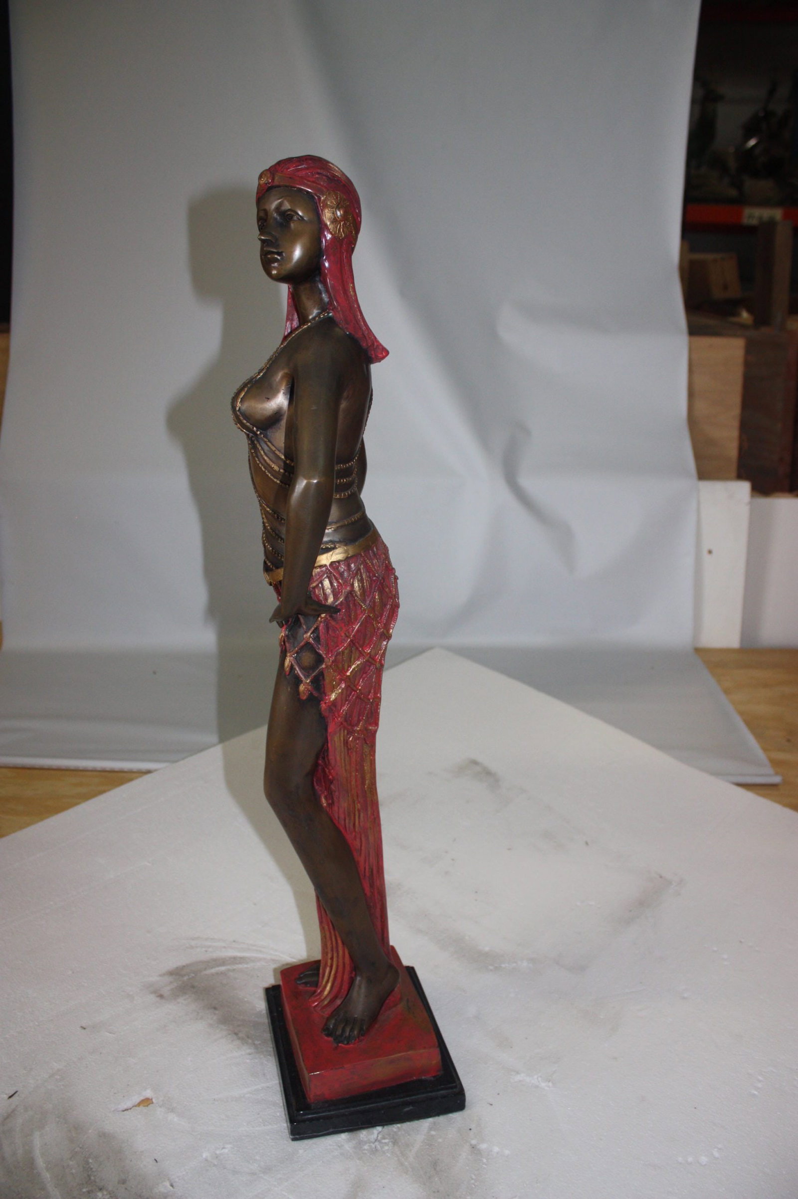 28"H Egyptian lady Bronze Statue - 7