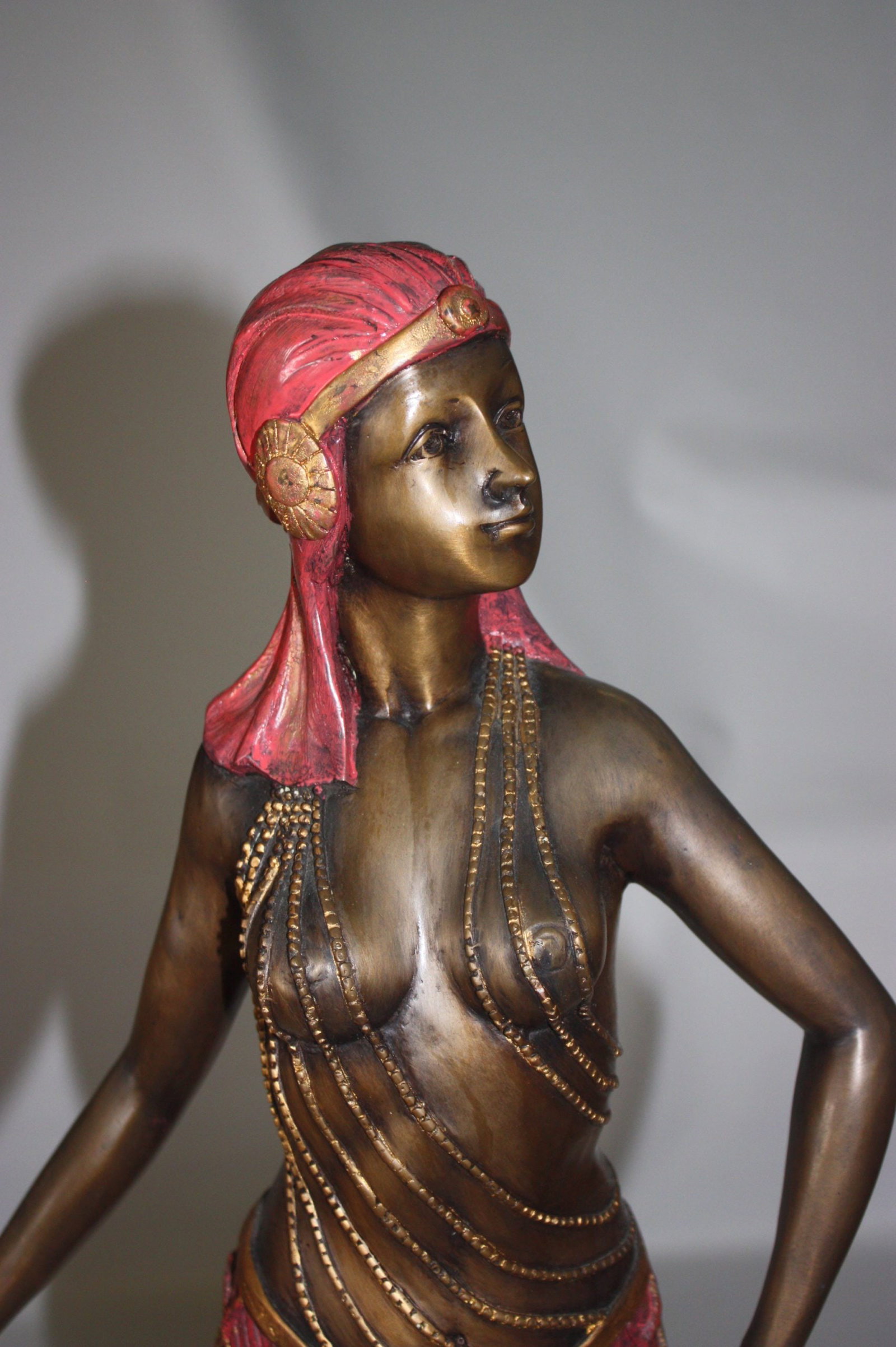 28"H Egyptian lady Bronze Statue - 8