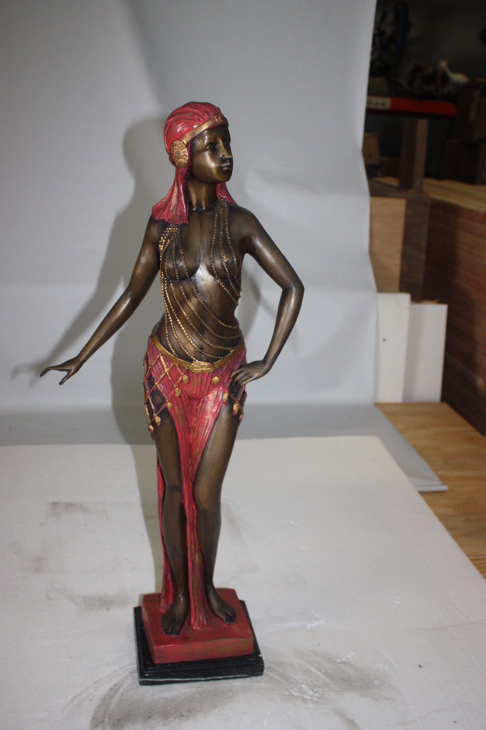 28"H Egyptian lady Bronze Statue - 9