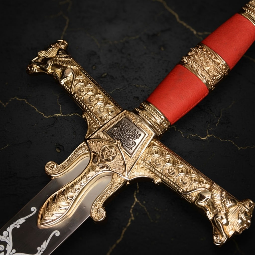 48.8in Medieval Knight Arming Sword Real Metal Blade Classic Red Collection - 3