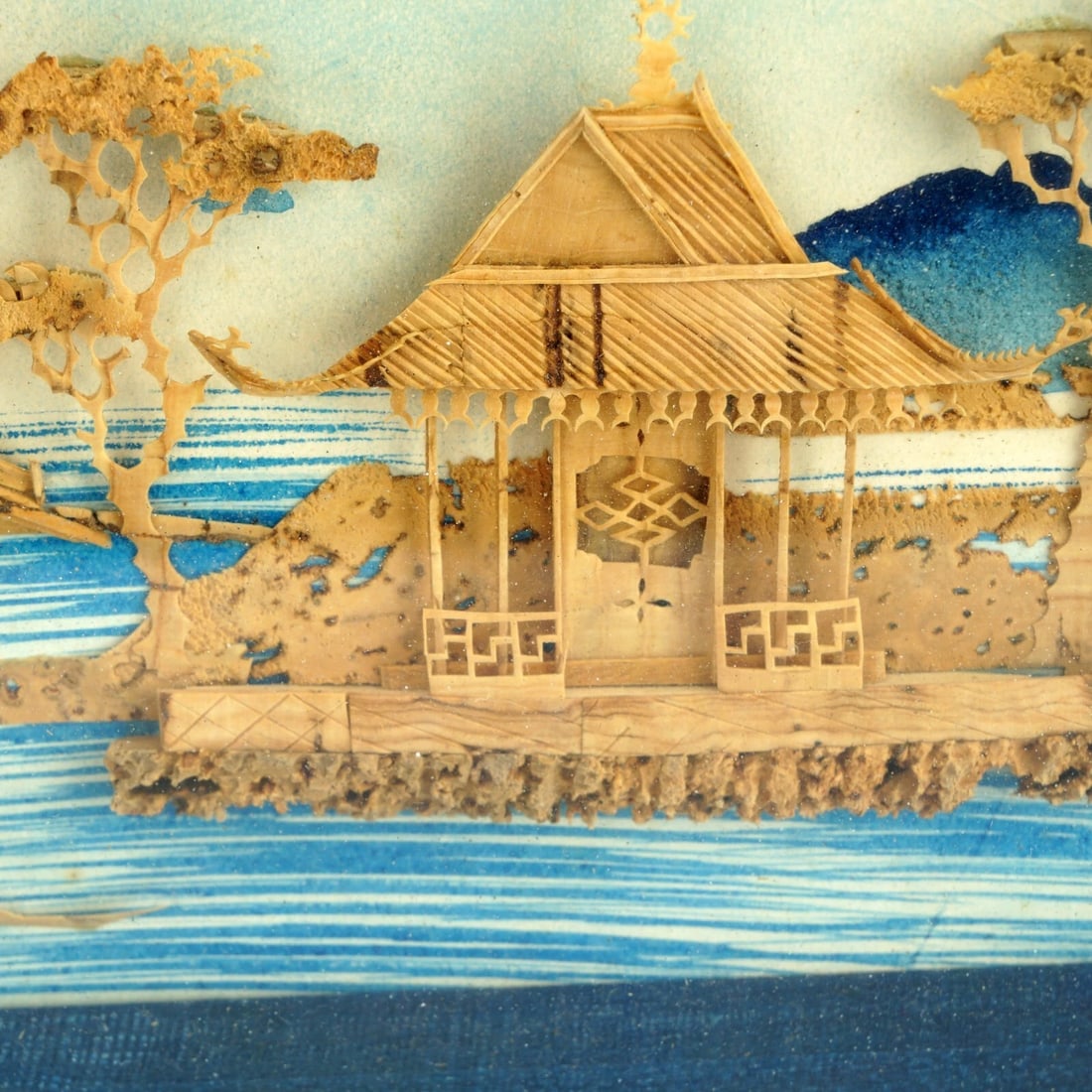 1930s Chinese Cork Picture Shadowbox - 6