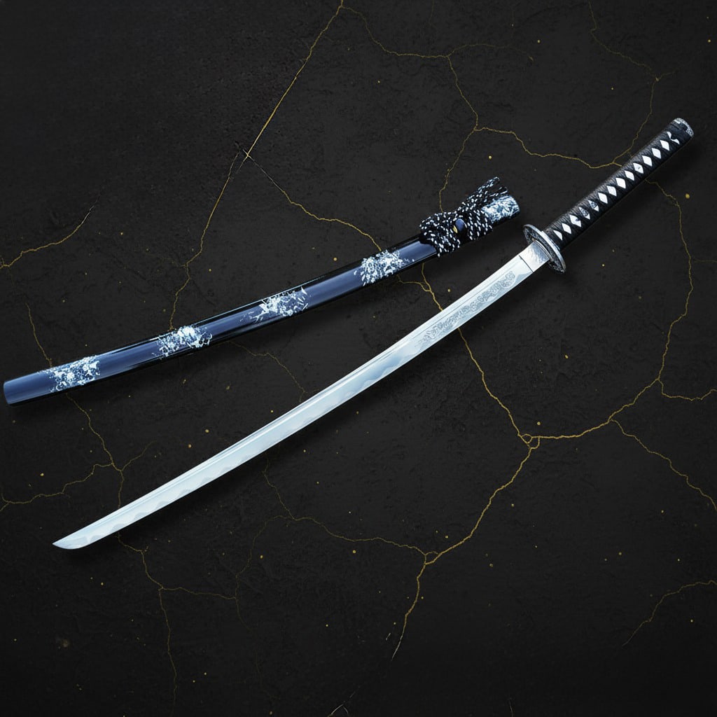 Hand Forged Carbon Steel Katana Sharp Dragon Engraved Full Tang Samurai Blade: Title:Hand Forged Carbon Steel Katana Sharp Dragon Engraved Full Tang Samurai Blade Description:This Japanese samurai katana is a fully functional, battle-ready sword crafted through traditional