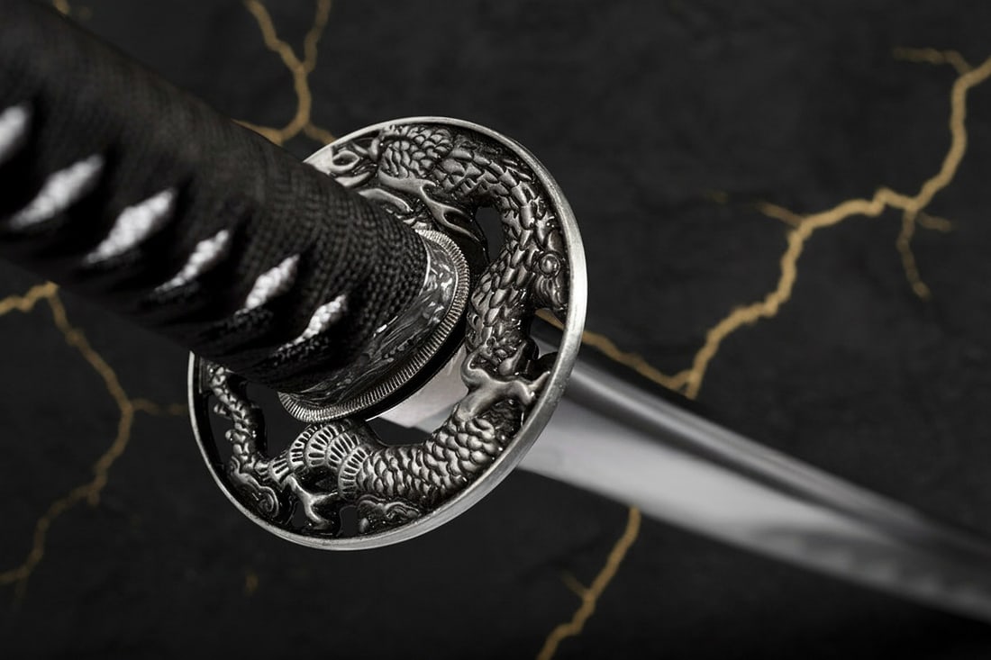 Hand Forged Carbon Steel Katana Sharp Dragon Engraved Full Tang Samurai Blade - 7