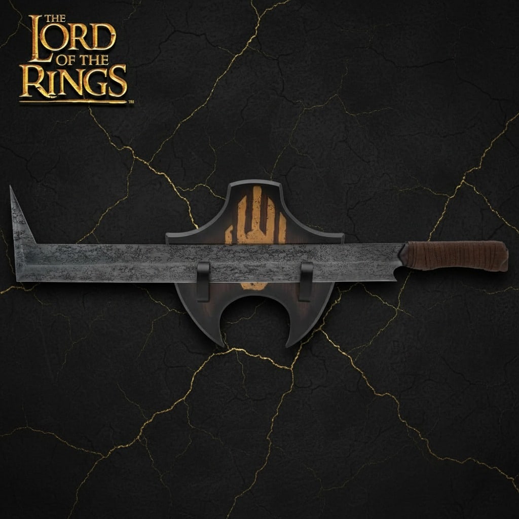 Fantasy Uruk-Hai Scimitar Blade Metal LOTR Replica Battle Sword Movie Prop - 4