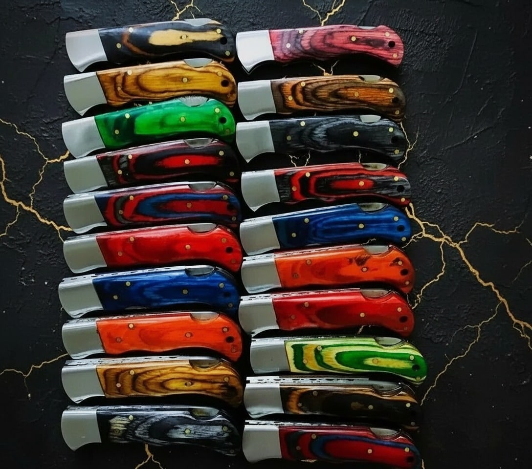 20 Piece Damascus Steel Folding Pocket Knife Assortment Artisan Handcrafted - 2