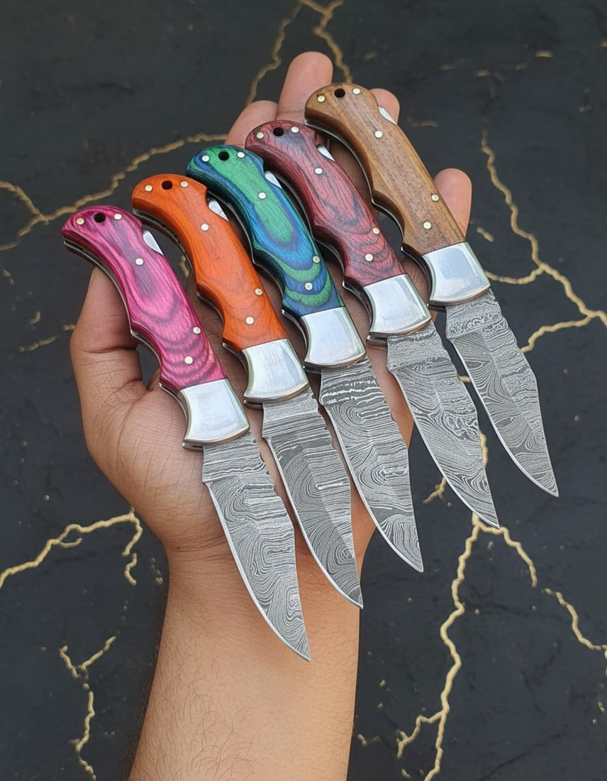 20 Piece Damascus Steel Folding Pocket Knife Assortment Artisan Handcrafted - 3