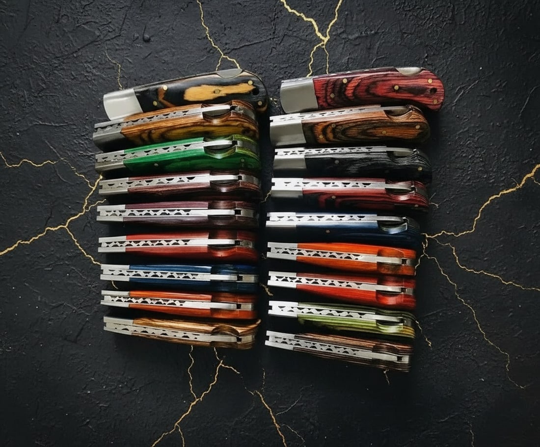20 Piece Damascus Steel Folding Pocket Knife Assortment Artisan Handcrafted - 5