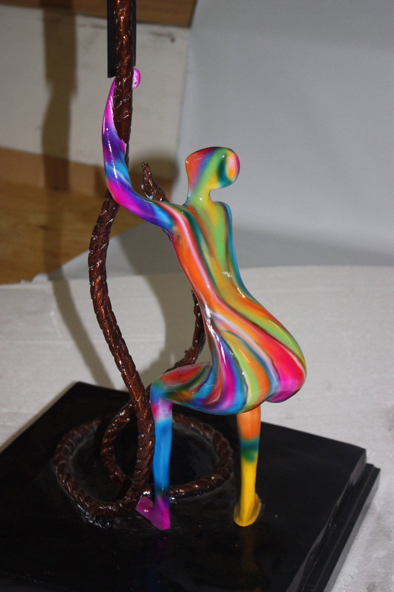 Two boys Made of Bronze Climbing on Rope - 13