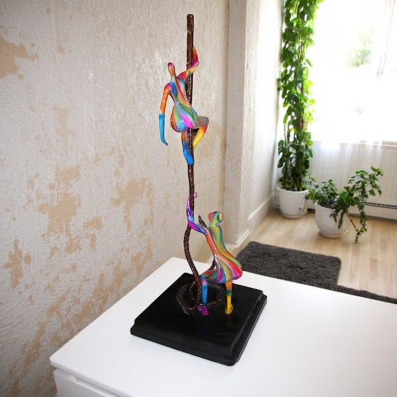 Two boys Made of Bronze Climbing on Rope - 2