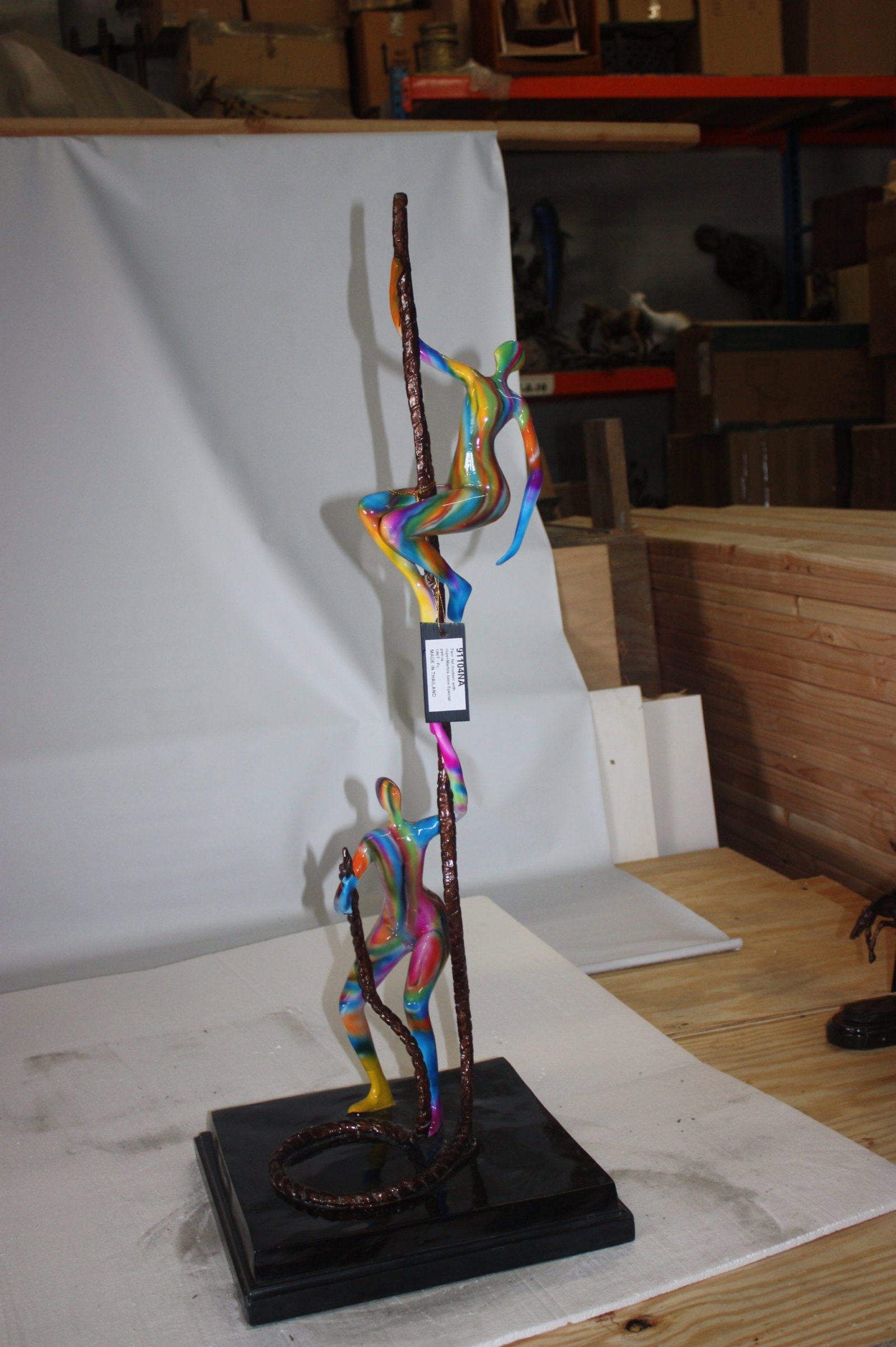 Two boys Made of Bronze Climbing on Rope - 5