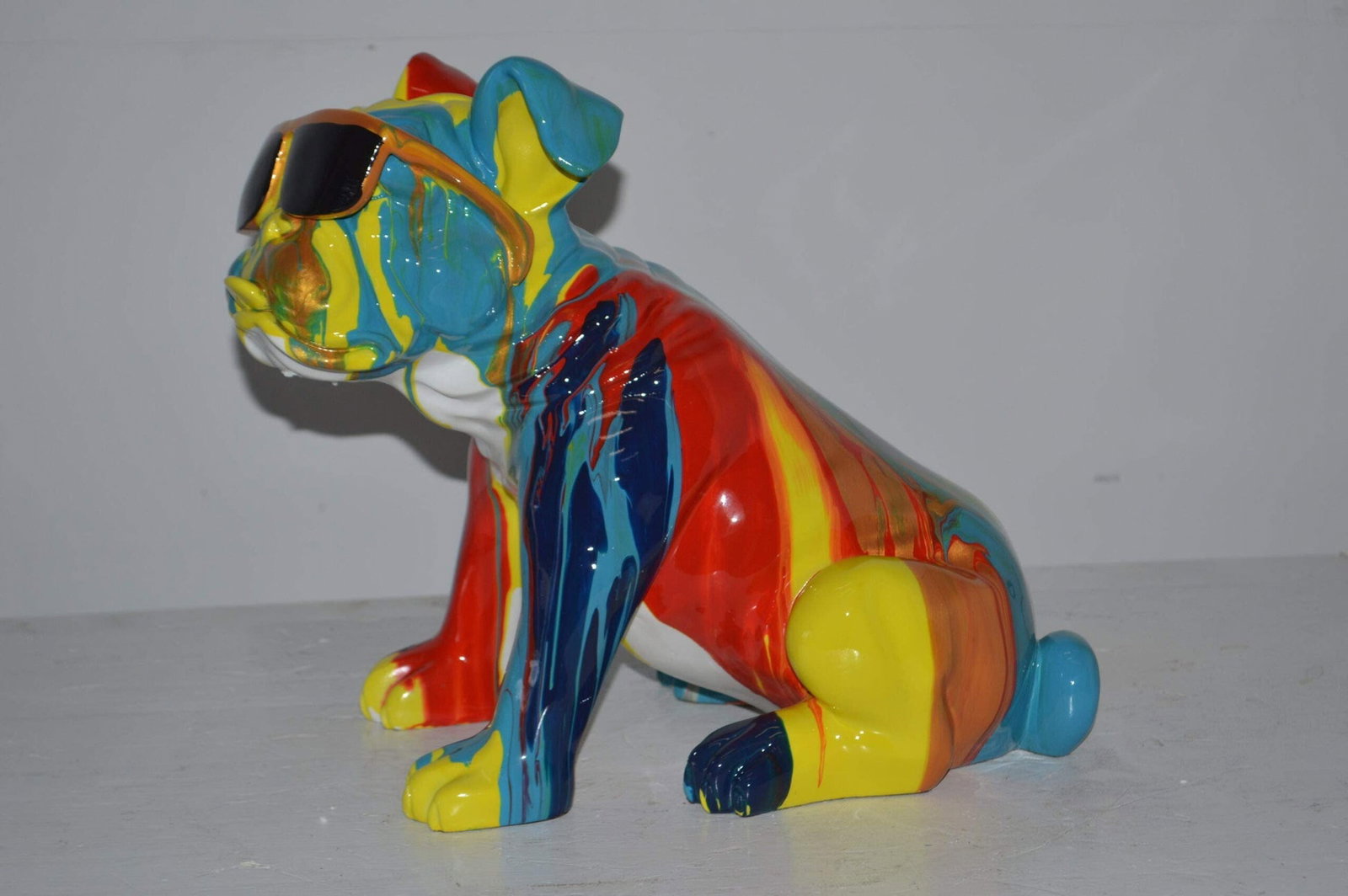 Modern art Bulldog with Sunglasses Resin Statue - Size: 16"L x 9"W x 14"H. - 4