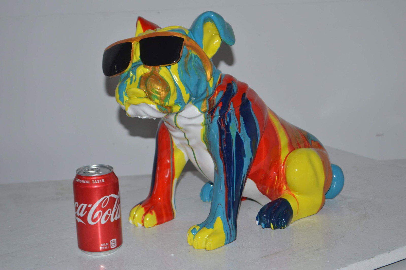 Modern art Bulldog with Sunglasses Resin Statue - Size: 16"L x 9"W x 14"H. - 5