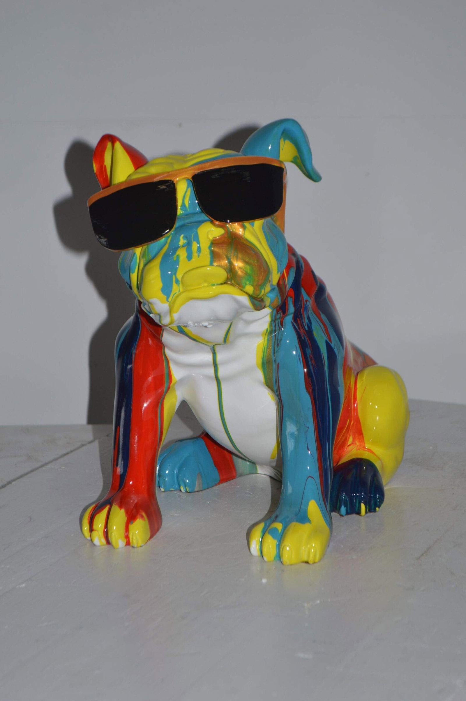 Modern art Bulldog with Sunglasses Resin Statue - Size: 16"L x 9"W x 14"H. - 6