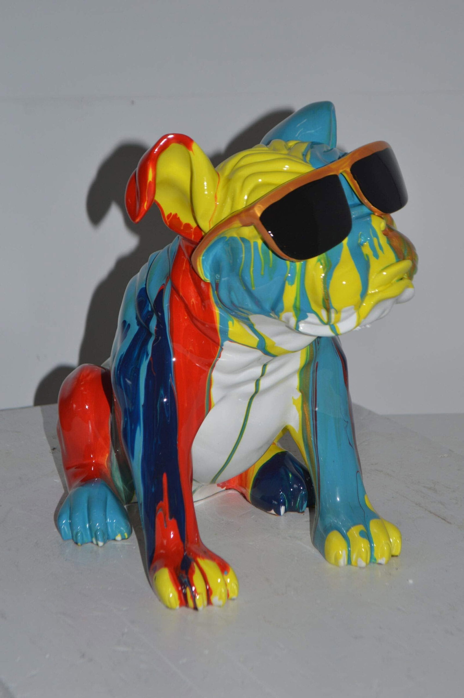 Modern art Bulldog with Sunglasses Resin Statue - Size: 16"L x 9"W x 14"H. - 7
