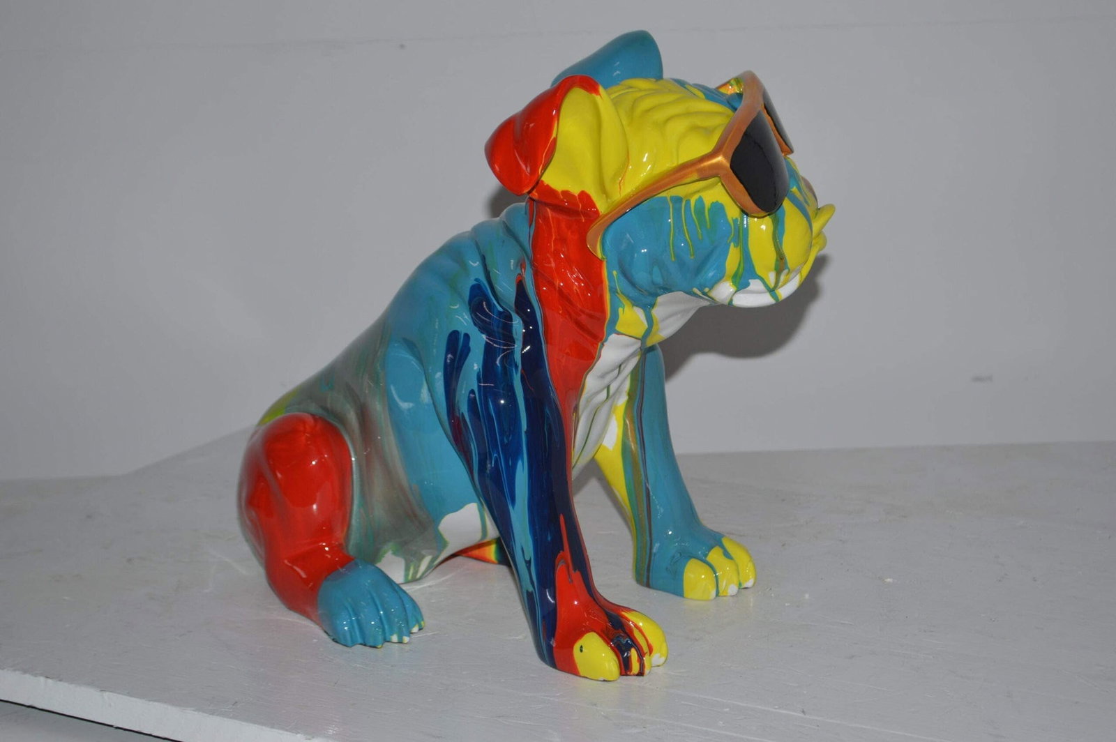 Modern art Bulldog with Sunglasses Resin Statue - Size: 16"L x 9"W x 14"H. - 8