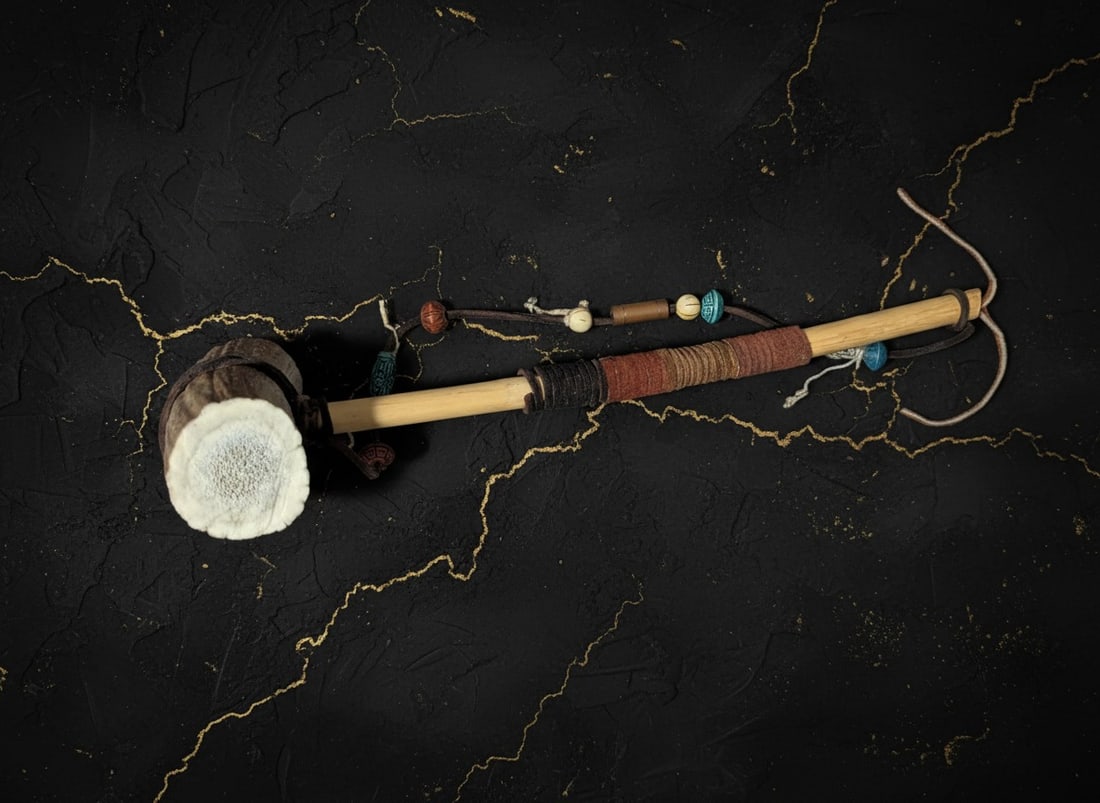 15" Handcrafted Stone Tribal Tomahawk Decorative Indian Ceremonial Club - 6